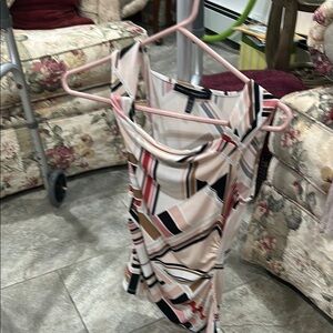 White House Black Market Black and Pink One Shoulder Bodycon Dress